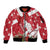 Denmark Christmas Sleeve Zip Bomber Jacket Coquette Bow With Swan