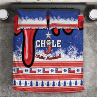 Blue Chile Christmas bedding set with duvet and two matching pillows, festive pattern.