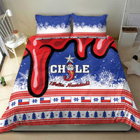 Blue Chile Christmas bedding set with duvet and two pillows, bold red number '7' motif.