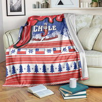 Blue and red Chile Christmas throw blanket with Chile flag stripes and pine tree rows