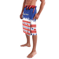 Blue Christmas sarong skirt with red trim and snowy tree and star pattern