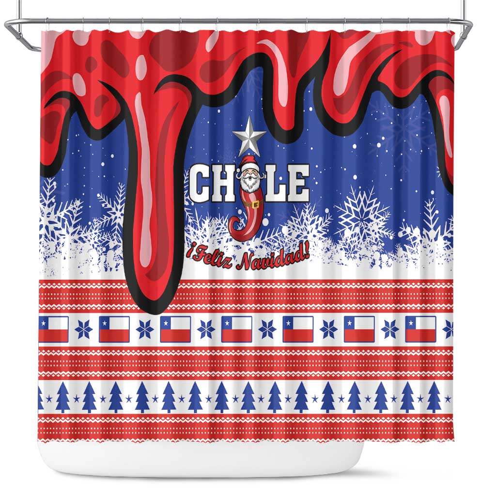 Feliz Navidad Chile Santa Claus Shower Curtain Chilli Christmas