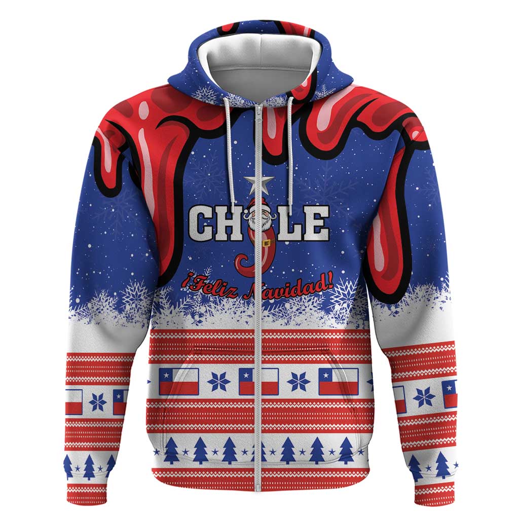 Personalized Feliz Navidad Chile Santa Claus Zip Hoodie Chilli Christmas - Wonder Print Shop