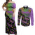 Mardi Gras Couples Matching Off Shoulder Maxi Dress and Long Sleeve Button Shirt Colorful Style - Wonder Print Shop