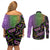 Mardi Gras Couples Matching Off Shoulder Short Dress and Long Sleeve Button Shirt Colorful Style - Wonder Print Shop