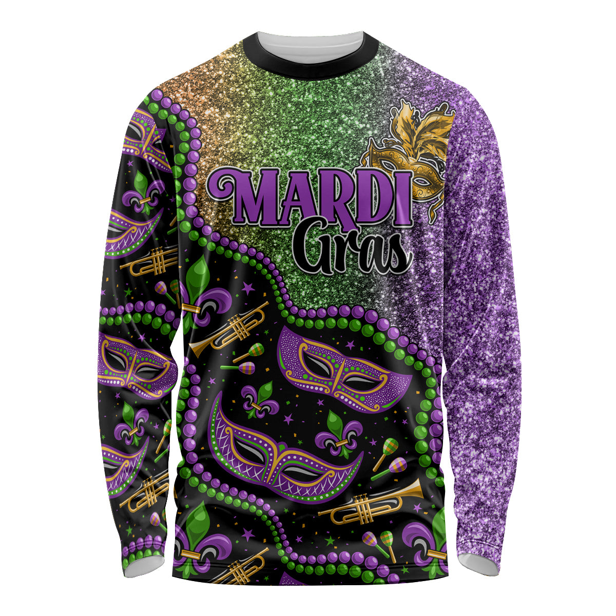 Mardi Gras Long Sleeve Shirt Colorful Style - Wonder Print Shop