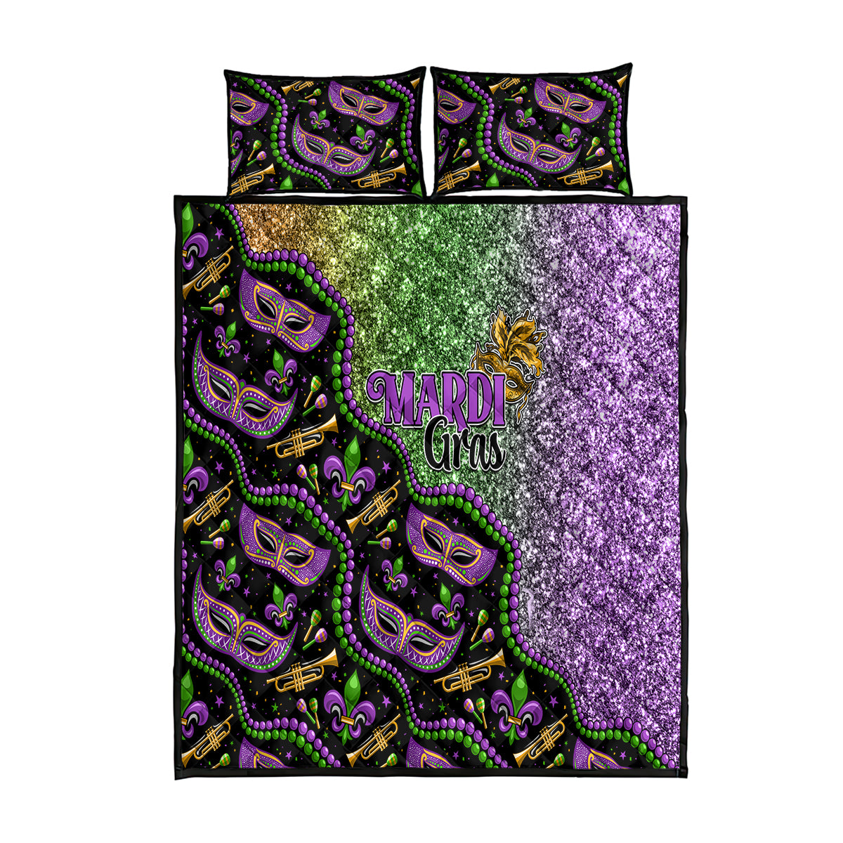 Mardi Gras Quilt Bed Set Colorful Style - Wonder Print Shop