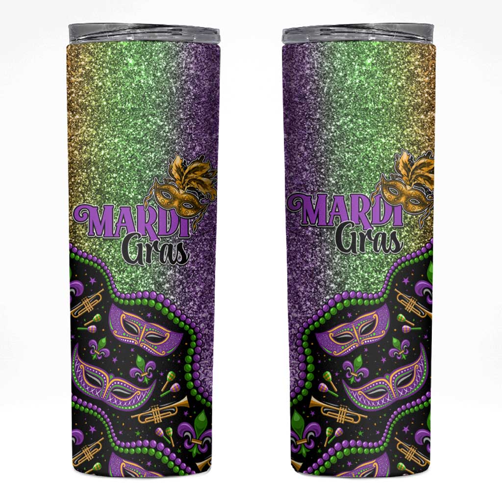 Mardi Gras Skinny Tumbler Colorful Style - Wonder Print Shop