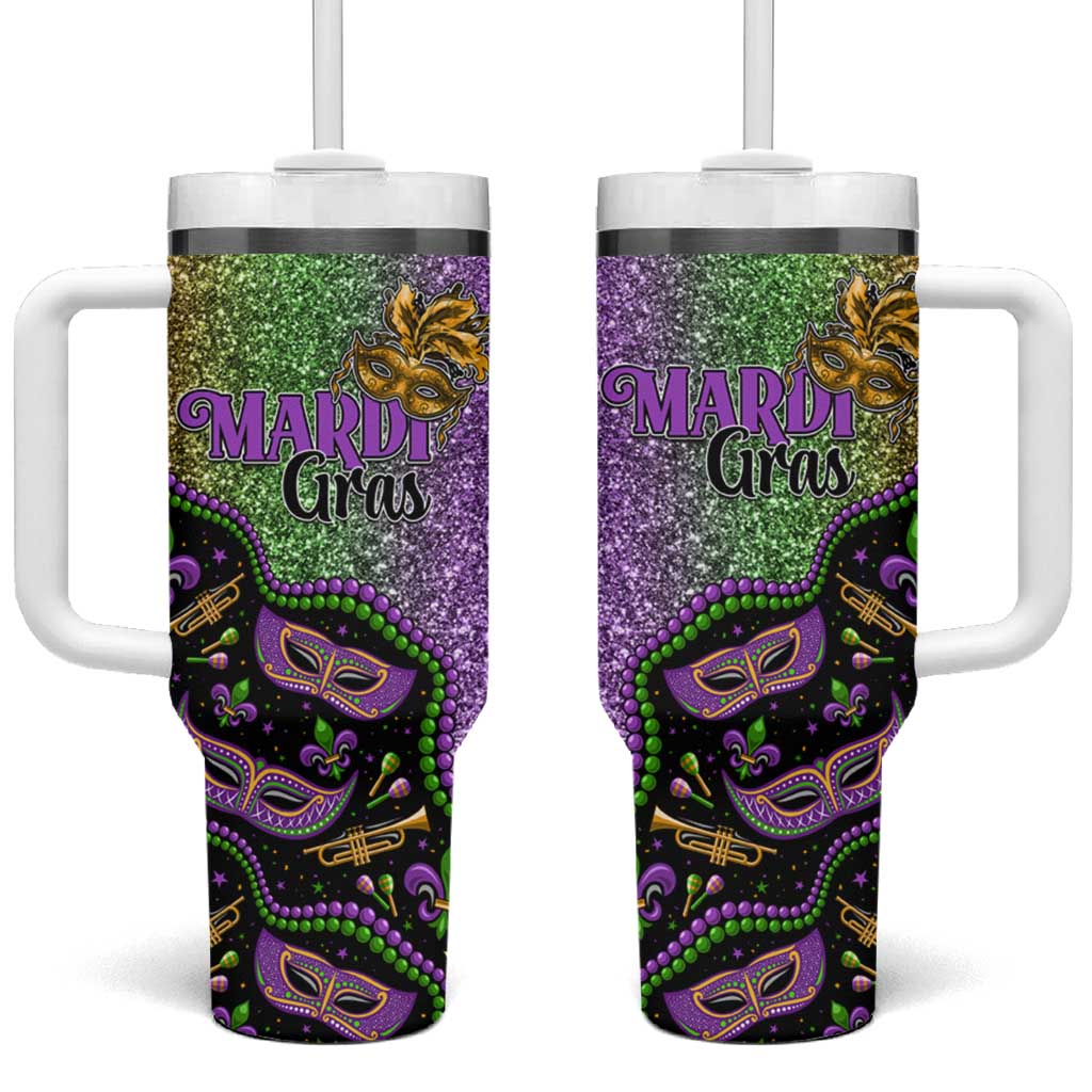 Mardi Gras Tumbler With Handle Colorful Style