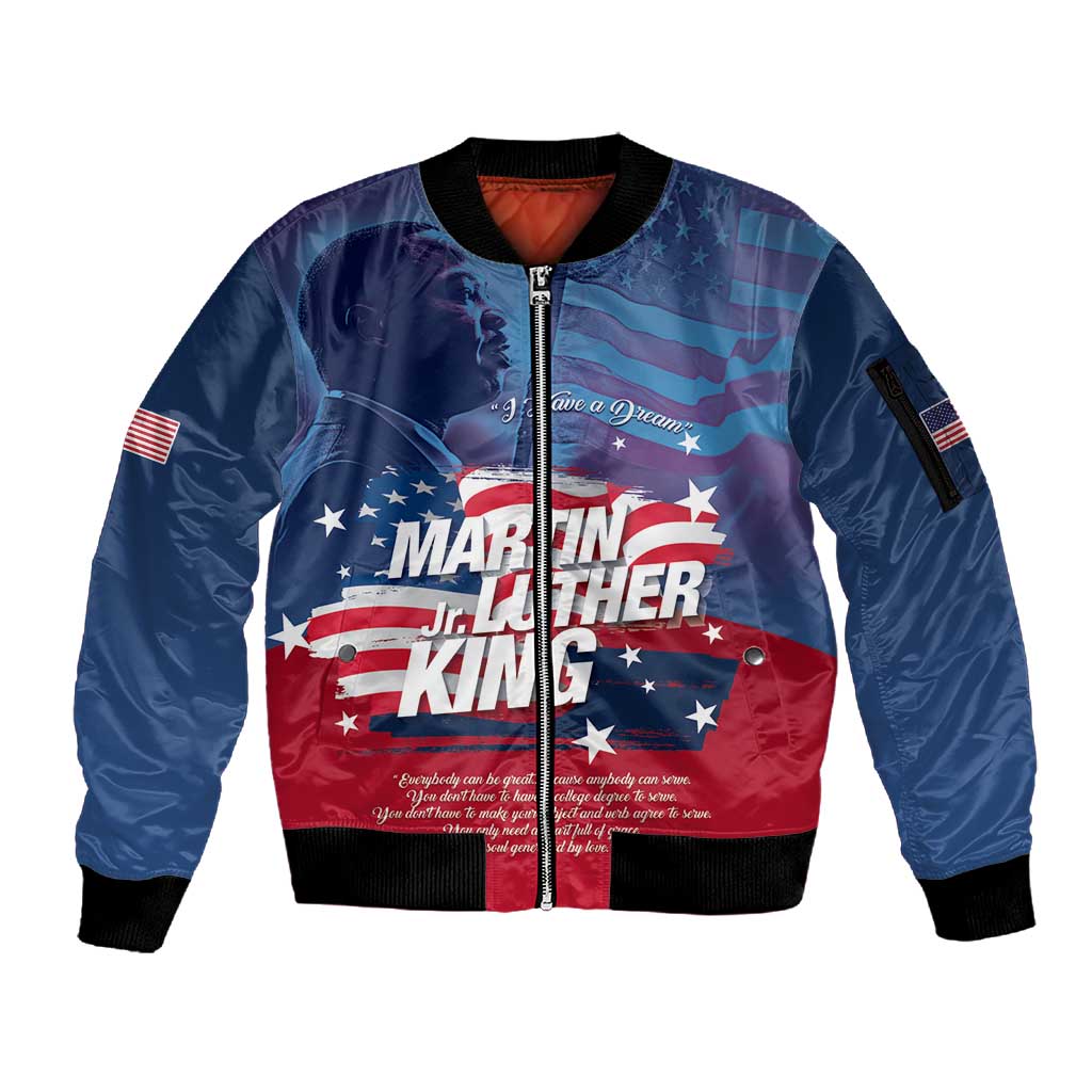 Martin Luther King MLK Sleeve Zip Bomber Jacket I Have A Dream - Wonder Print Shop