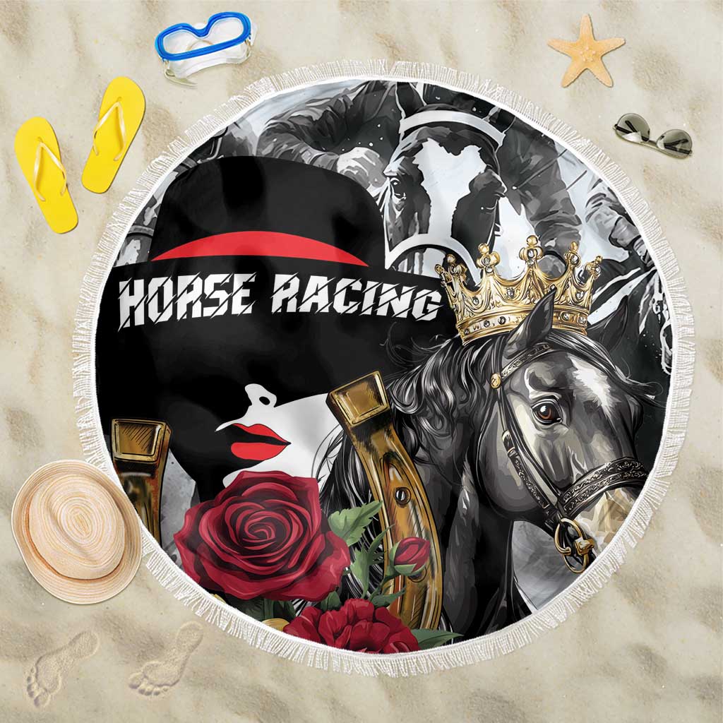 Horse Racing Beach Blanket Derby Lady Triple Flowers