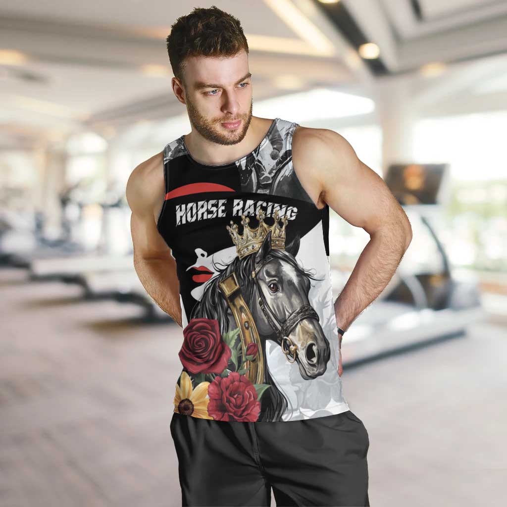 Personalized Horse Racing Men Tank Top Derby Lady Triple Flowers