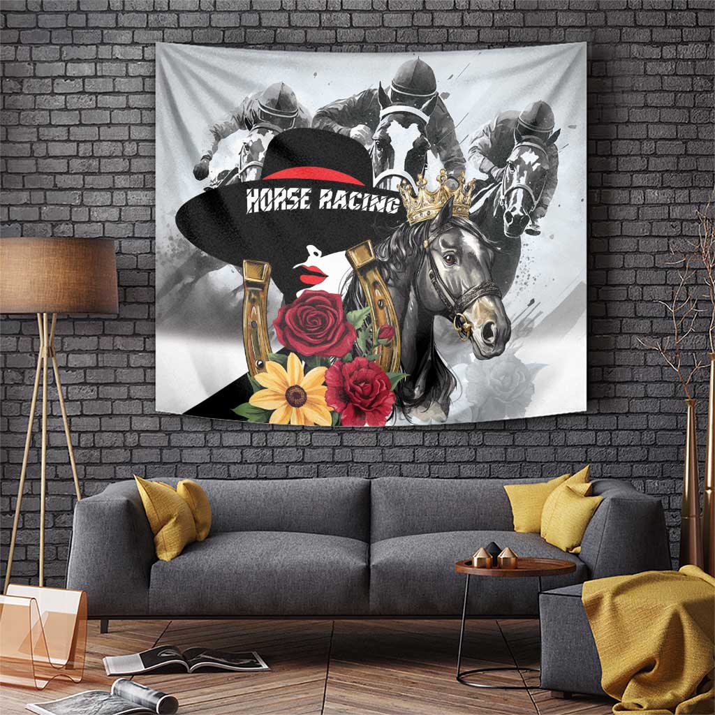 Horse Racing Tapestry Derby Lady Triple Flowers