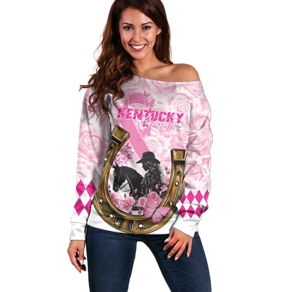 Personalized Kentucky Survivors Off Shoulder Sweater Horse Derby Lady Pink Roses