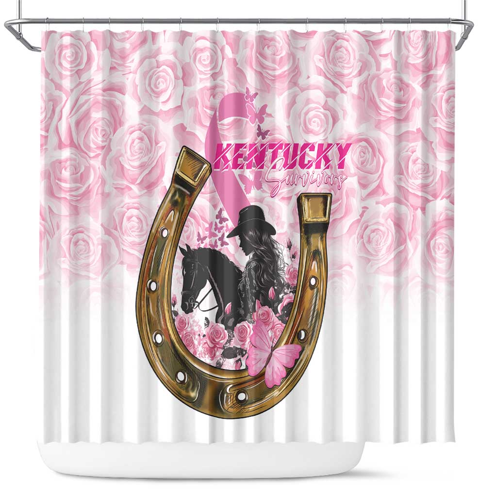 Kentucky Survivors Shower Curtain Horse Derby Lady Pink Roses