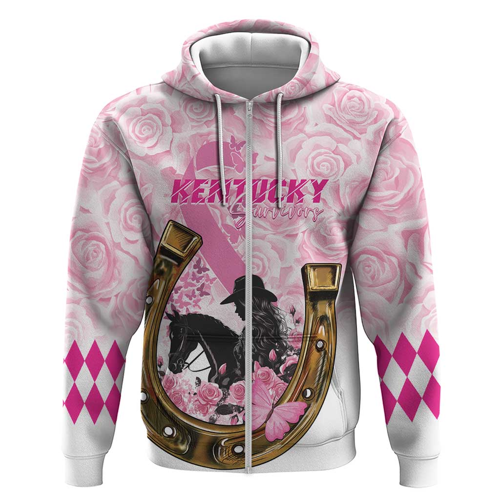 Personalized Kentucky Survivors Zip Hoodie Horse Derby Lady Pink Roses