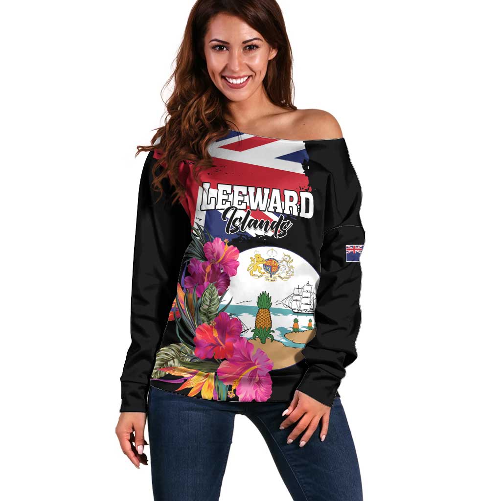 Personalised Bonaire Off Shoulder Sweater Boneiru Coat of Arms