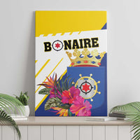 Bonaire tropical flower canvas wall art featuring crown and nautical helm icons