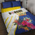 British Leeward Islands Quilt Bed Set Tropical Flower Grunge Style