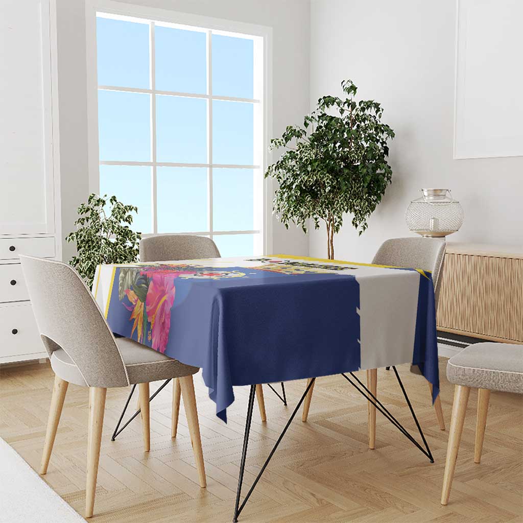 British Leeward Islands Tablecloth Tropical Flower Grunge Style