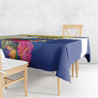 British Leeward Islands Tablecloth Tropical Flower Grunge Style