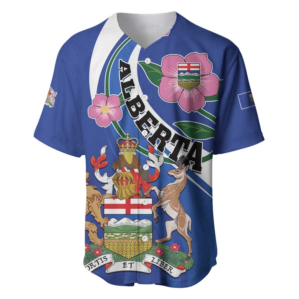 Personalized Canada Alberta Province Baseball Jersey Wild Rose Fortis et liber