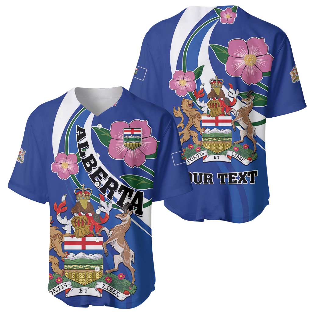 Personalized Canada Alberta Province Baseball Jersey Wild Rose Fortis et liber