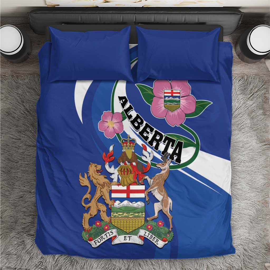 Canada Alberta Province Bedding Set Wild Rose Fortis et liber