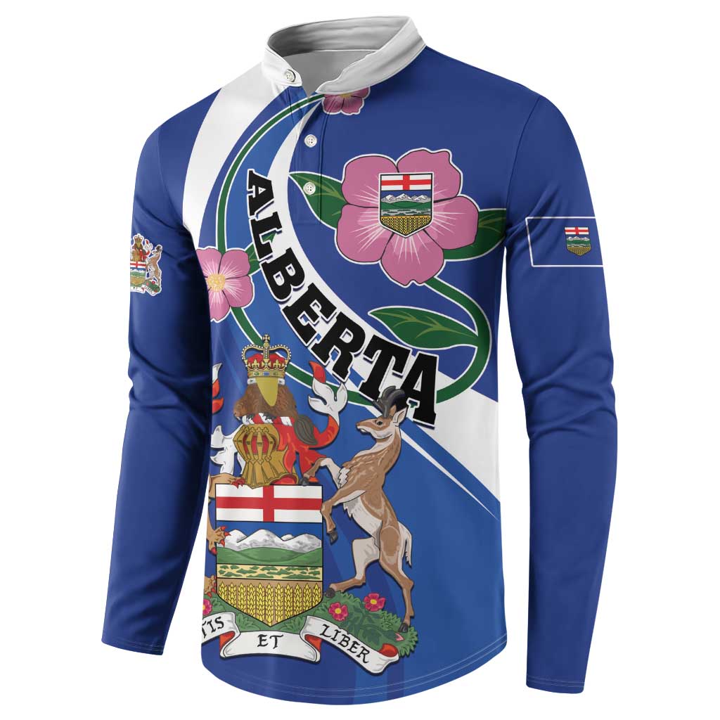 Personalized Canada Alberta Province Button Sweatshirt Wild Rose Fortis et liber