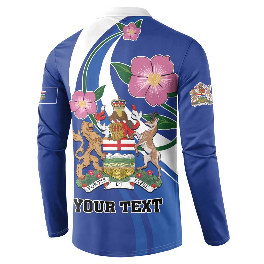 Personalized Canada Alberta Province Button Sweatshirt Wild Rose Fortis et liber