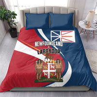 Newfoundland and Labrador themed duvet cover bedding set with two blue pillowcases