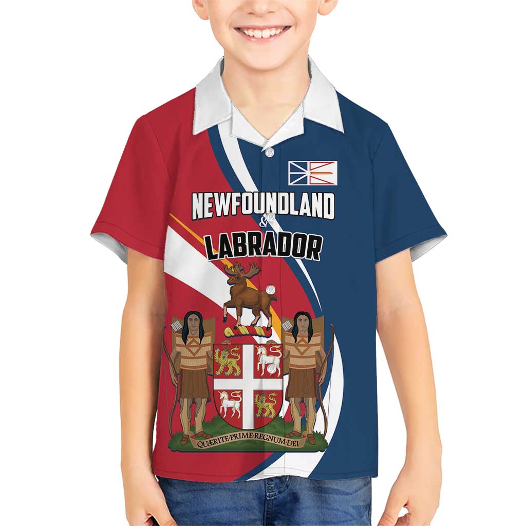 Personalized Canada Newfoundland and Labrador Province Kid Hawaiian Shirt Quaerite prime regnum Dei