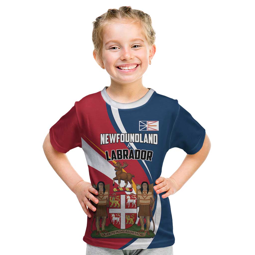 Personalized Canada Newfoundland and Labrador Province Kid T Shirt Quaerite prime regnum Dei