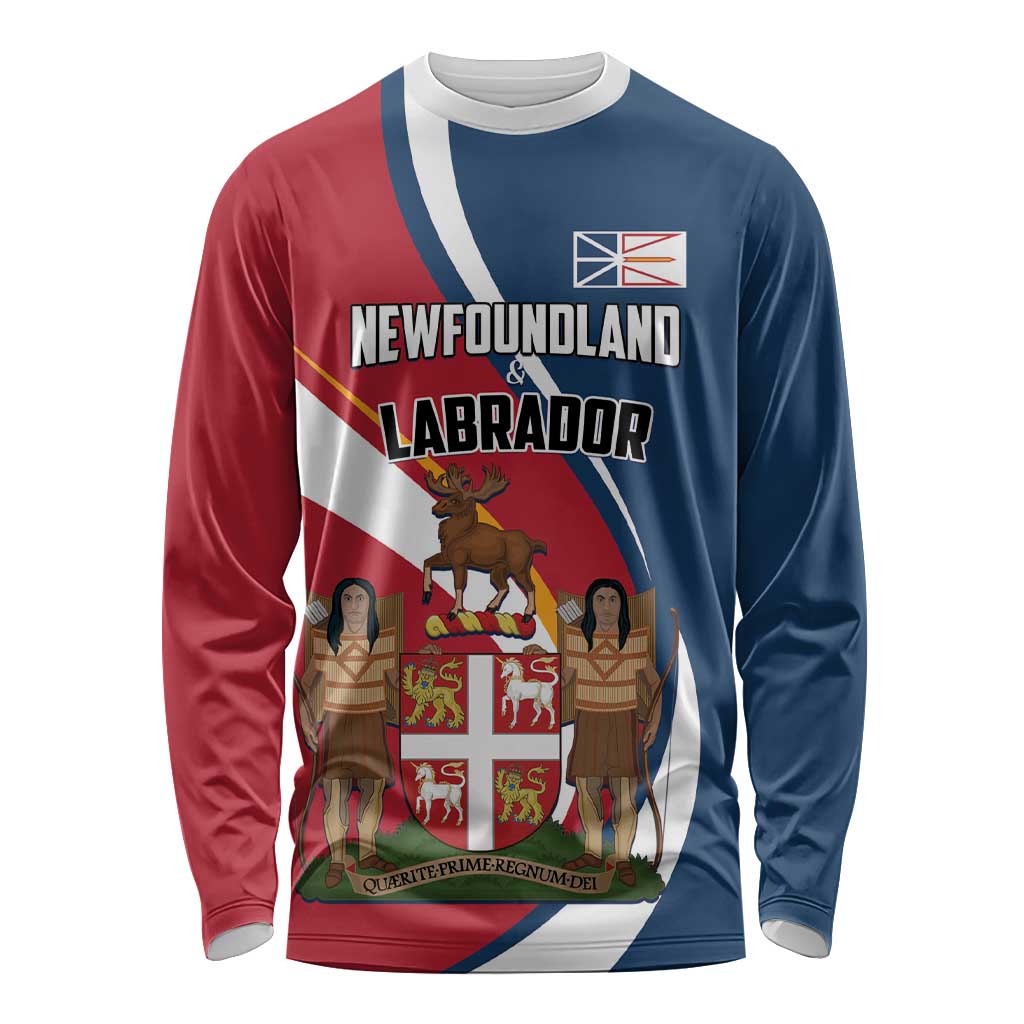 Personalized Canada Newfoundland and Labrador Province Long Sleeve Shirt Quaerite prime regnum Dei