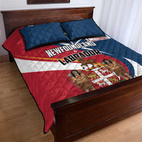 Newfoundland & Labrador quilt bed set with red, blue, white graphic quilt; 2 pillows