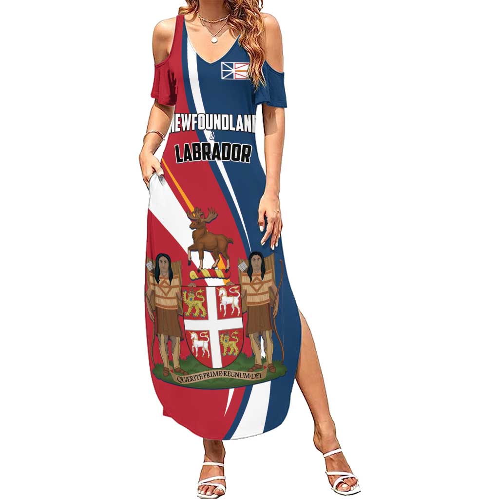 Personalized Canada Newfoundland and Labrador Province Summer Maxi Dress Quaerite prime regnum Dei