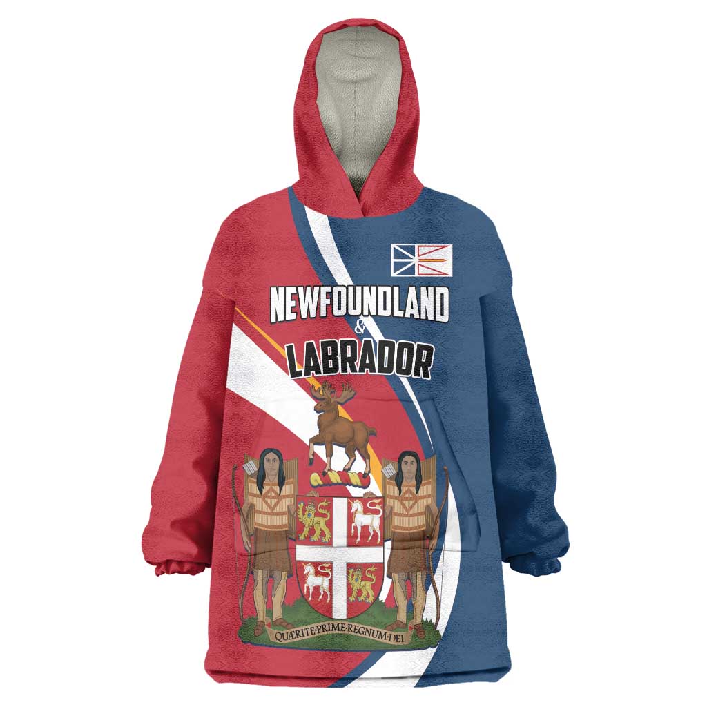 Personalized Canada Newfoundland and Labrador Province Wearable Blanket Hoodie Quaerite prime regnum Dei