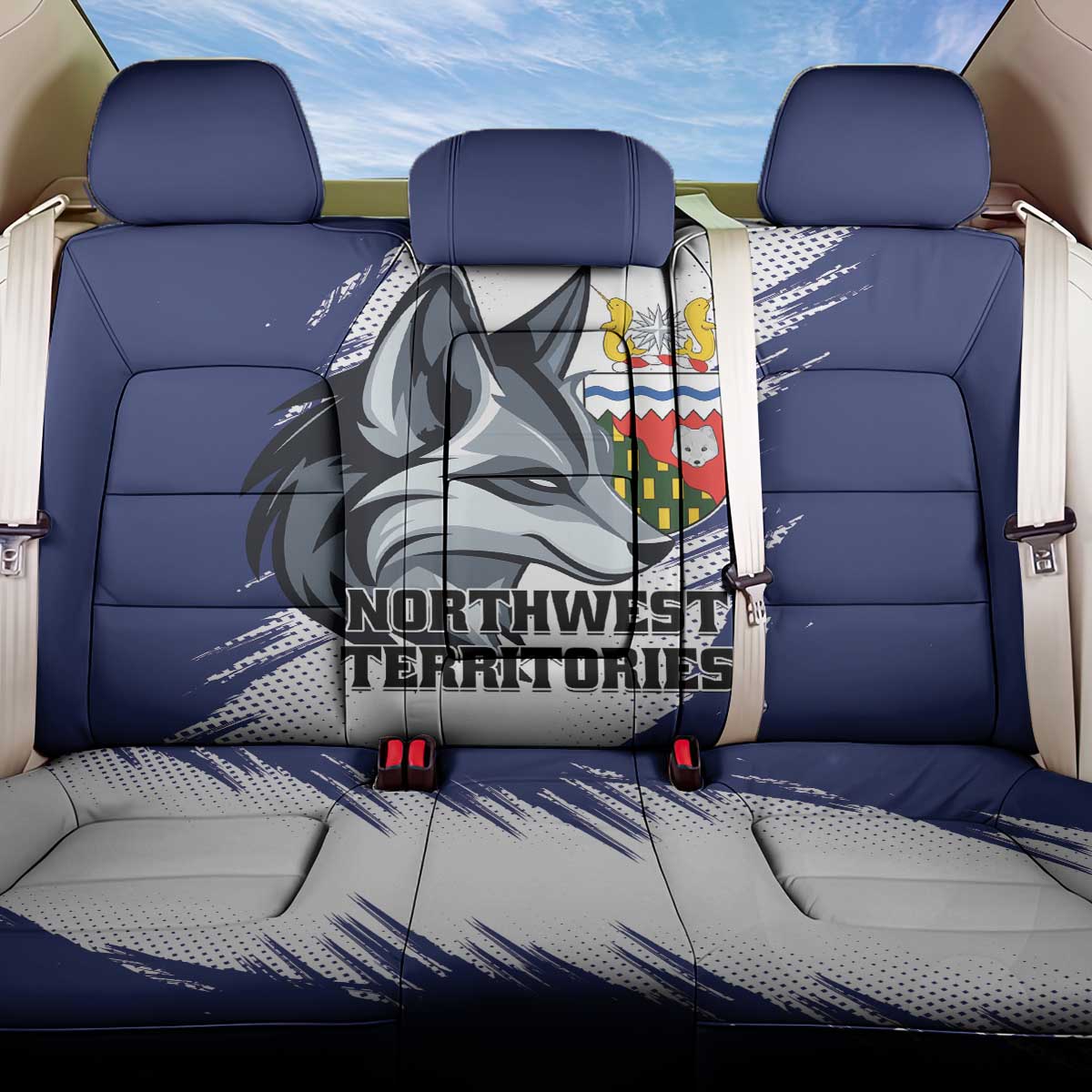 Canada Northwest Territories Back Car Seat Cover White Fox Grunge Stylized