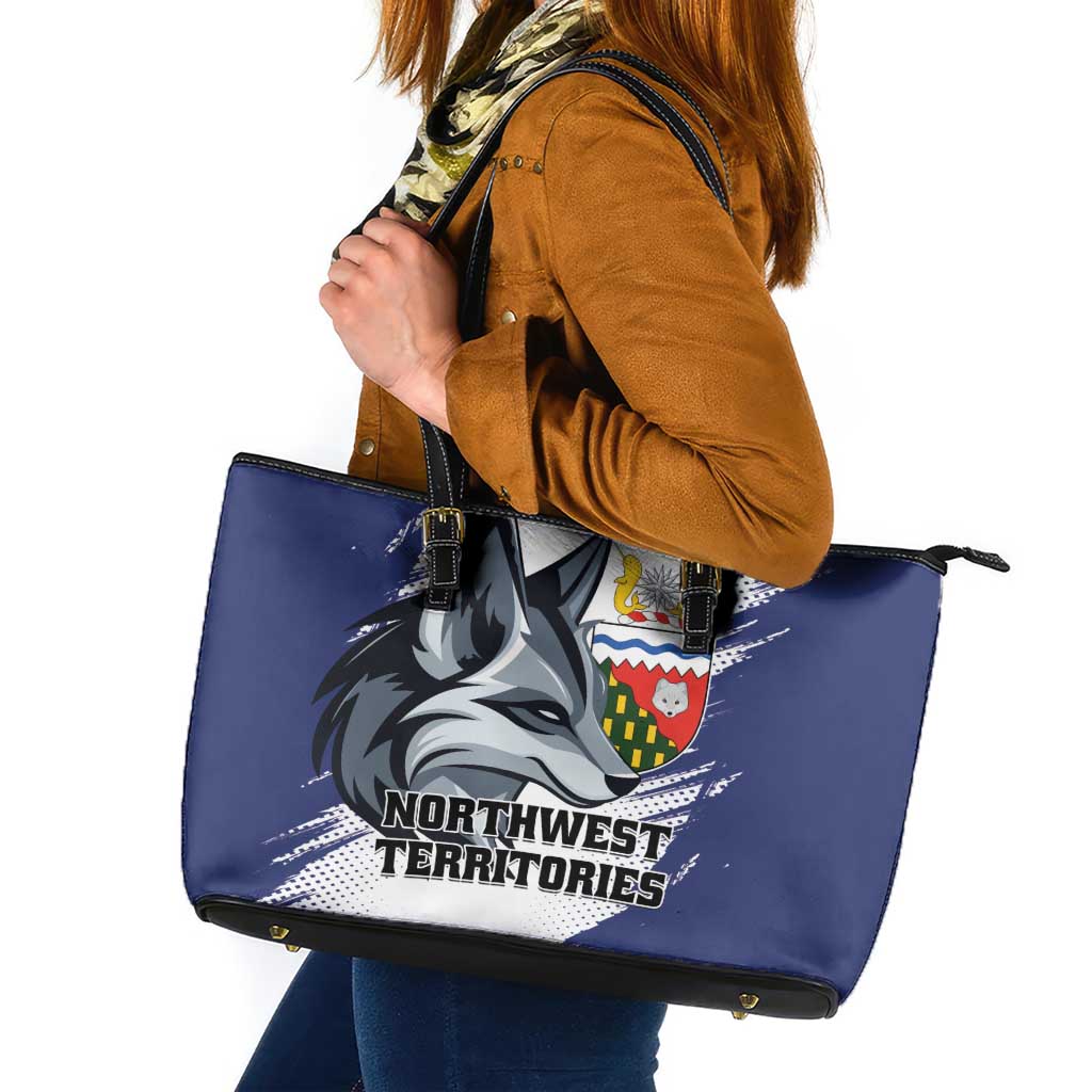 Canada Northwest Territories Leather Tote Bag White Fox Grunge Stylized