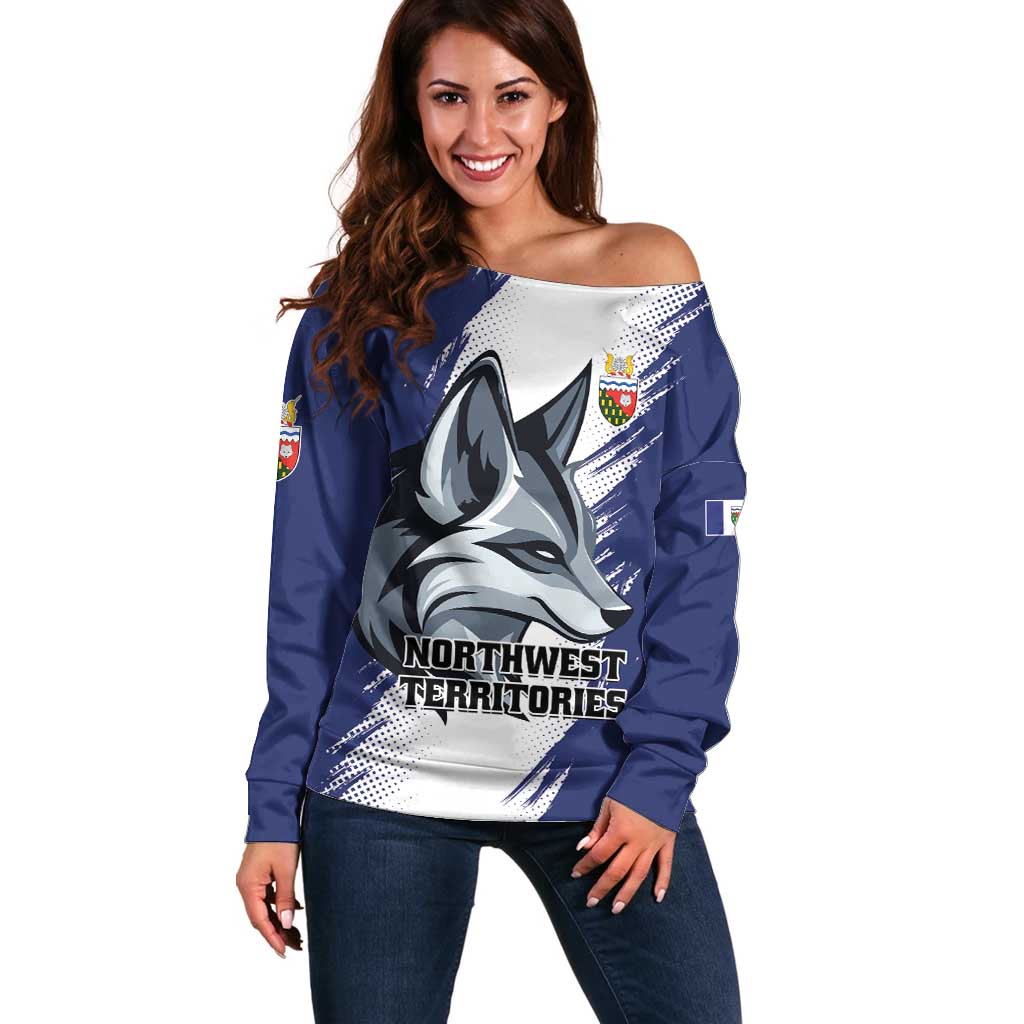 Personalized Canada Northwest Territories Off Shoulder Sweater White Fox Grunge Stylized