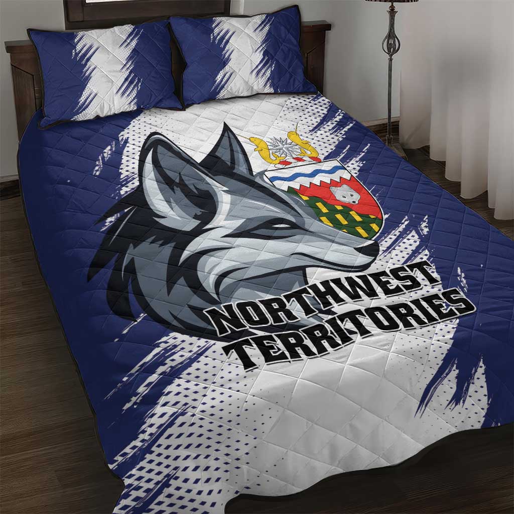 Canada Northwest Territories Quilt Bed Set White Fox Grunge Stylized