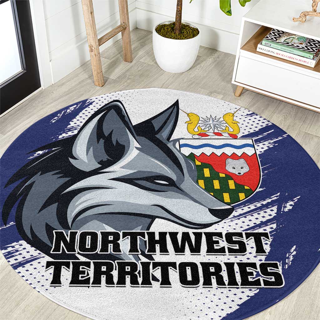 Canada Northwest Territories Round Carpet White Fox Grunge Stylized