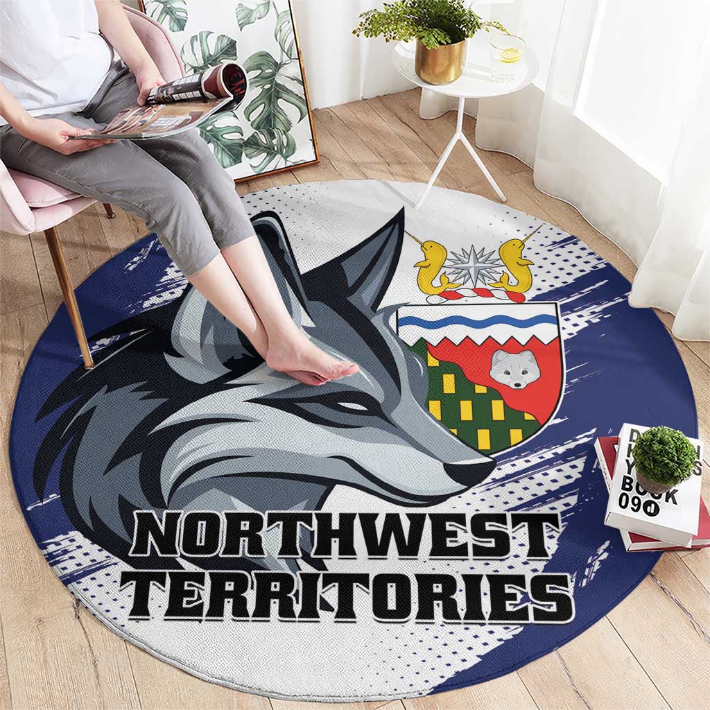Canada Northwest Territories Round Carpet White Fox Grunge Stylized