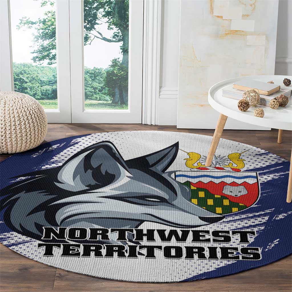 Canada Northwest Territories Round Carpet White Fox Grunge Stylized