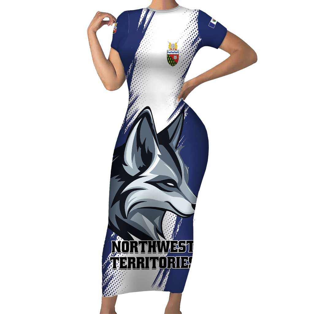 Personalized Canada Northwest Territories Short Sleeve Bodycon Dress White Fox Grunge Stylized