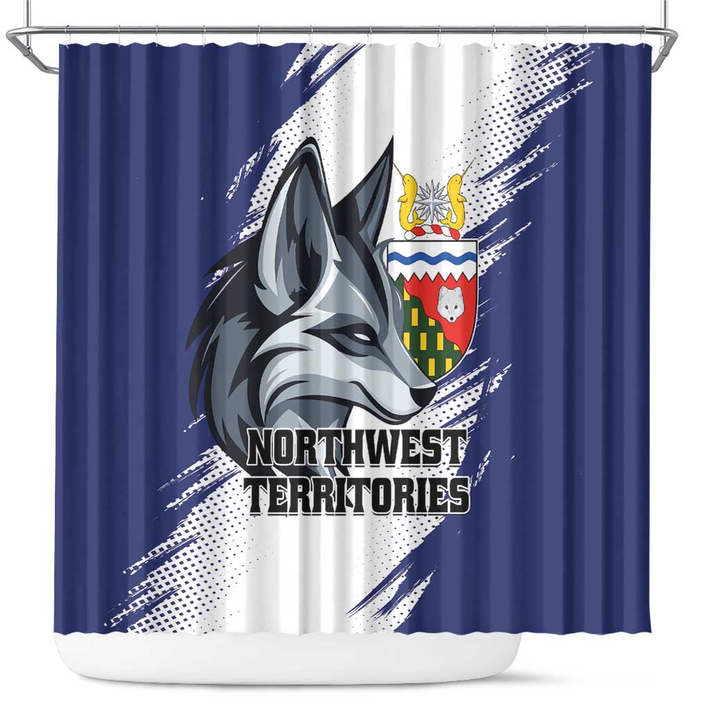 Canada Northwest Territories Shower Curtain White Fox Grunge Stylized