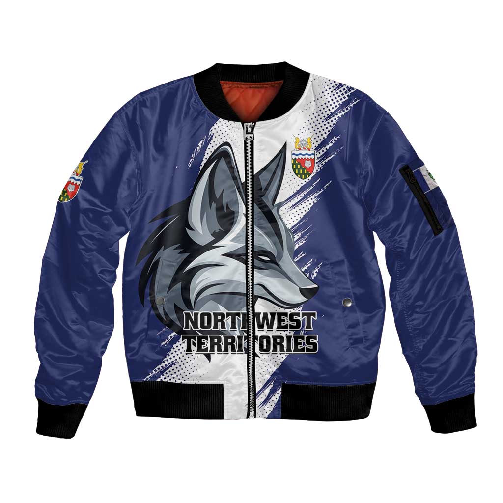 Personalized Canada Northwest Territories Sleeve Zip Bomber Jacket White Fox Grunge Stylized