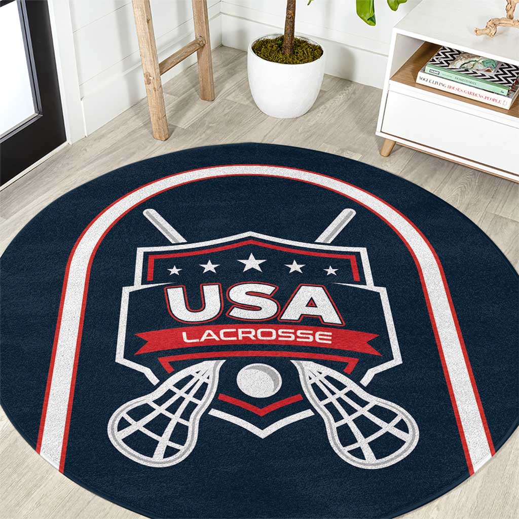 USA 2025 Lacrosse Round Carpet USA Growing the Game Blue Version