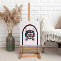 Framed white canvas wall art displaying USA Lacrosse crest with lacrosse sticks