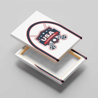 Framed canvas wall art with USA Lacrosse emblem on a raised base